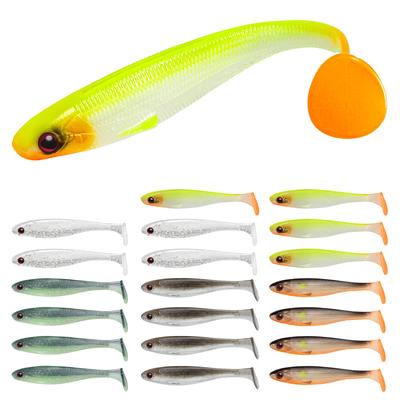 TRUSCEND Soft Fishing Lures Paddle Tail Fishing Lures for Bass Trout Crappie Durable Plastic Bait for Bass Shad Fishing Bait for Freshwater Saltwater