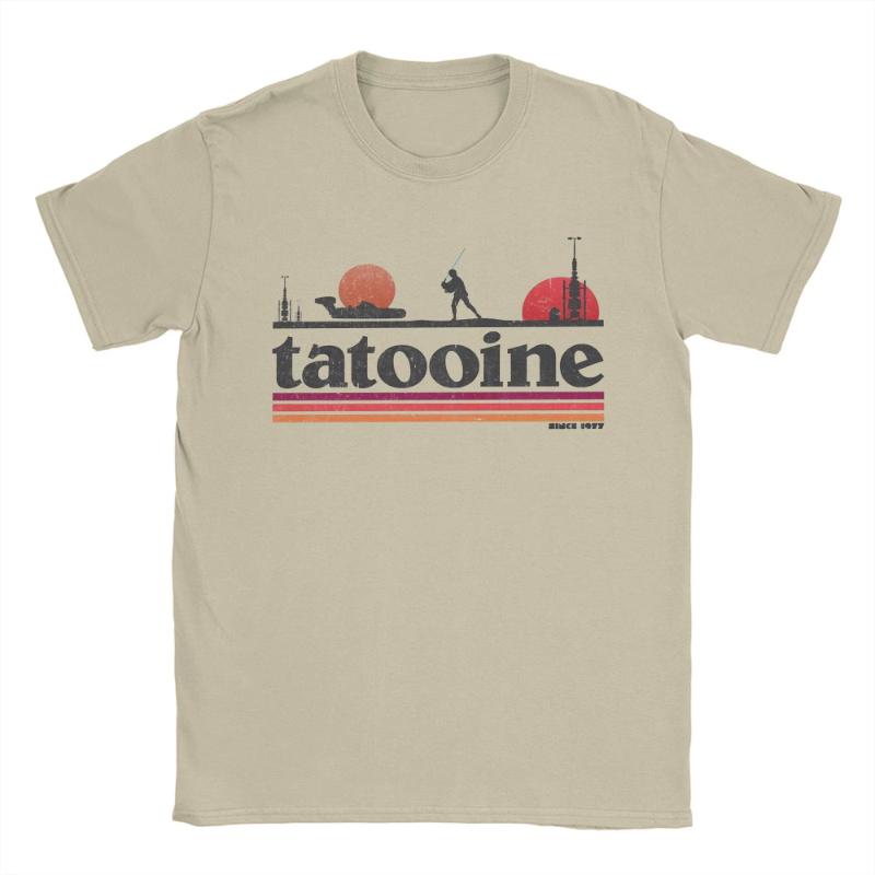 Casual Planet Sky Tatooine TShirts for Unisex Crewneck Cotton T Shirt Short Sleeve Tee Shirt Classic Clothes