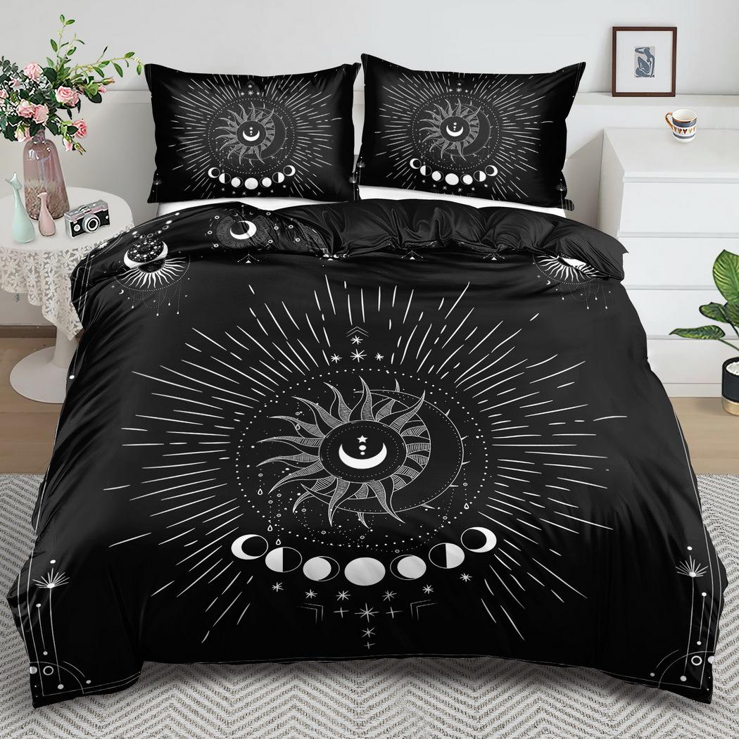 Star and Moon Pattern Duvet Cover Set - 2/3pcs, Soft and Comfortable Breathable, Star and Moon Print Bedding Set, Magical Gifts Duvet Cover Set&EU Single(135x200cm)