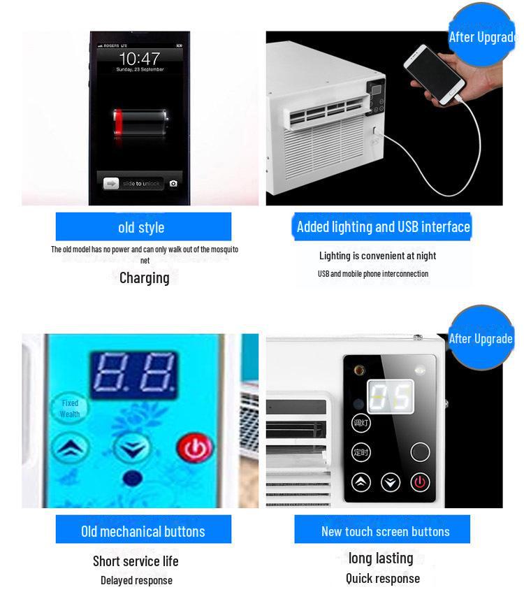 Mini aparat de aer condiționat portabil cu instalare gratuită - Include răcire pentru animale de companie, plasă de țânțari și accesorii pentru dulap, comandați individual