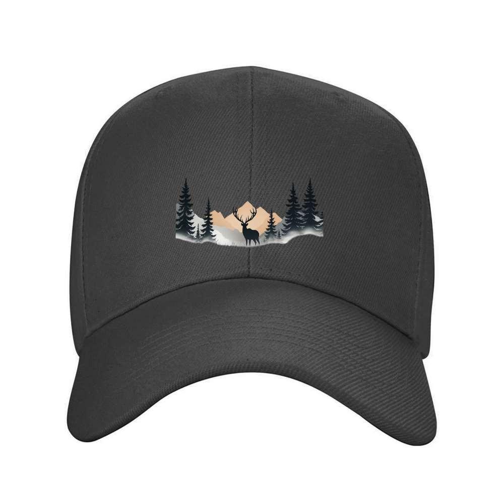 Elk Mountain Ink Painting Baseball Cap Unisex Adjustable Outdoor Casual Polyester Hat