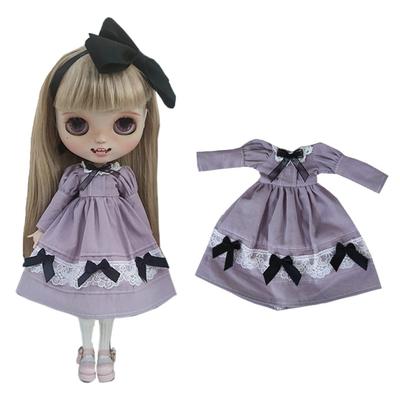 Rakulifey Conjunto de Roupa Blythe Inclui e Cabelo Serve para Bonecas Obitsu 24 (Cinza/Roxo) - Roupas, Vestido, Acessório,