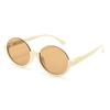 Vintage half-frame old money wind leopard print brown sunglasses female tide small face advanced sense street shot seaside vacation sunglasses