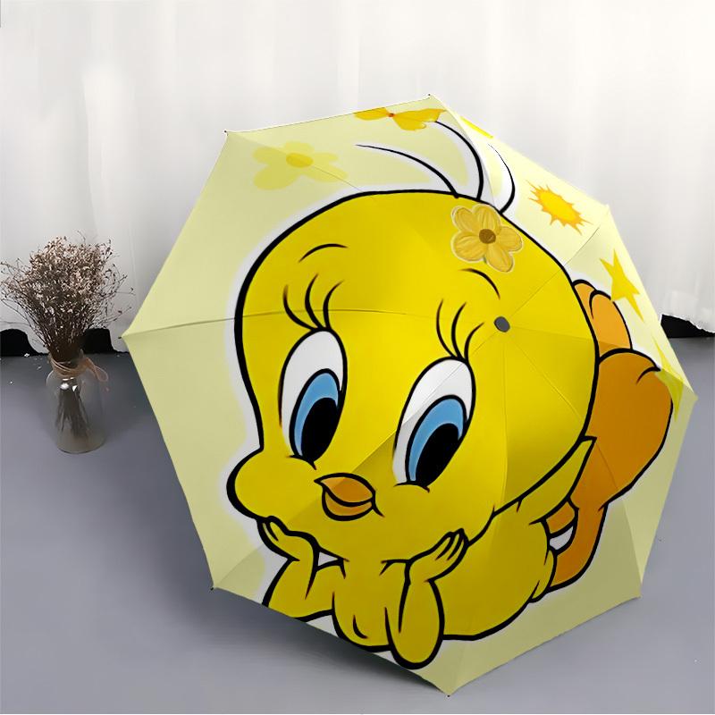 1pc Tweety Bird Looney Tunes Automatic Open/close Folding Portable Umbrella with 8-Rib Structure for Women/Men, All-Season Use  a0901026