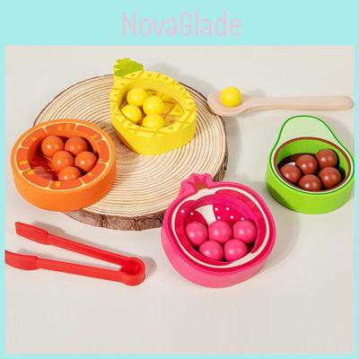 Wooden Childrens Color Classification Toy With Fruit Bead Clips For Cognitive Learning And Handeye Coordination