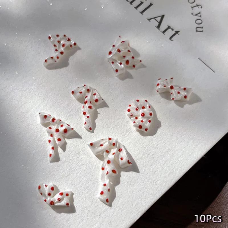 

10Pcs Wave Bow Flower Butterfly Soft Satin Light Nail Rhinestones Nail Art Charms Diy Nail Decoration Manicure Accessories