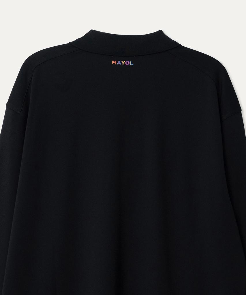 MAYOL Half-Zip Long-Sleeve Polo Shirt_Black