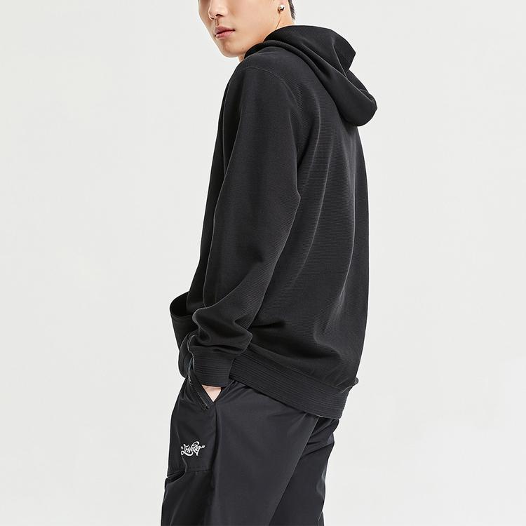 Li-Ning Wade Series Cartoon Portrait Embroidered Pullover Sweatshirt Men Sweatshirt Black AWDR081-3