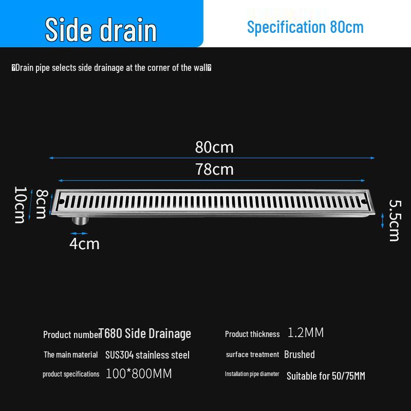 304 Stainless Steel Anti-odor Rectangular Floor Drain for Bathroom and Shower