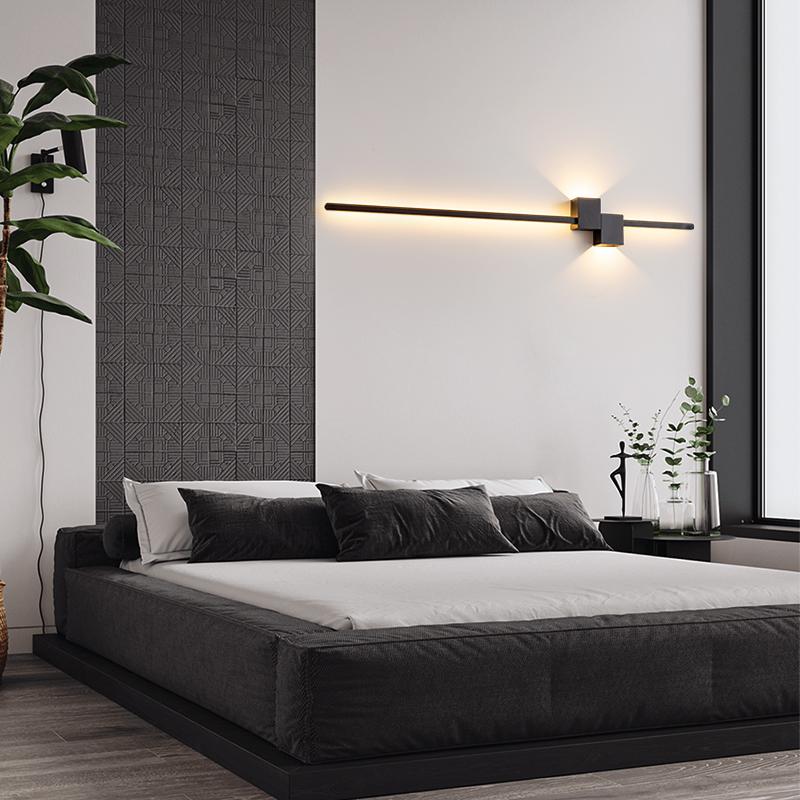 Minimalist Long Wall Lamp Bedroom Bedside Lamp Modern Minimalist Creative Living Room Sofa Grille TV Background Wall Lamp