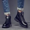 Fashion Designer Velvet Warm Platform Boots for Men Autumn Winter Cow Leather Soft-soled Men's Shoes Fashion Increase Ankle Boots Male