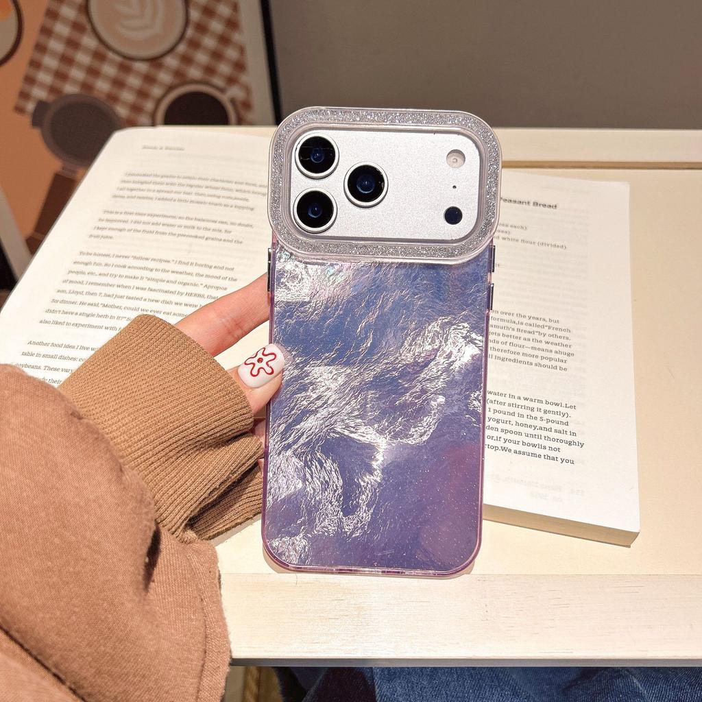 Gradual change smudge suitable for Apple 17Pro max mobile phone case iPhone16 new 15/14 glitter frame lens case