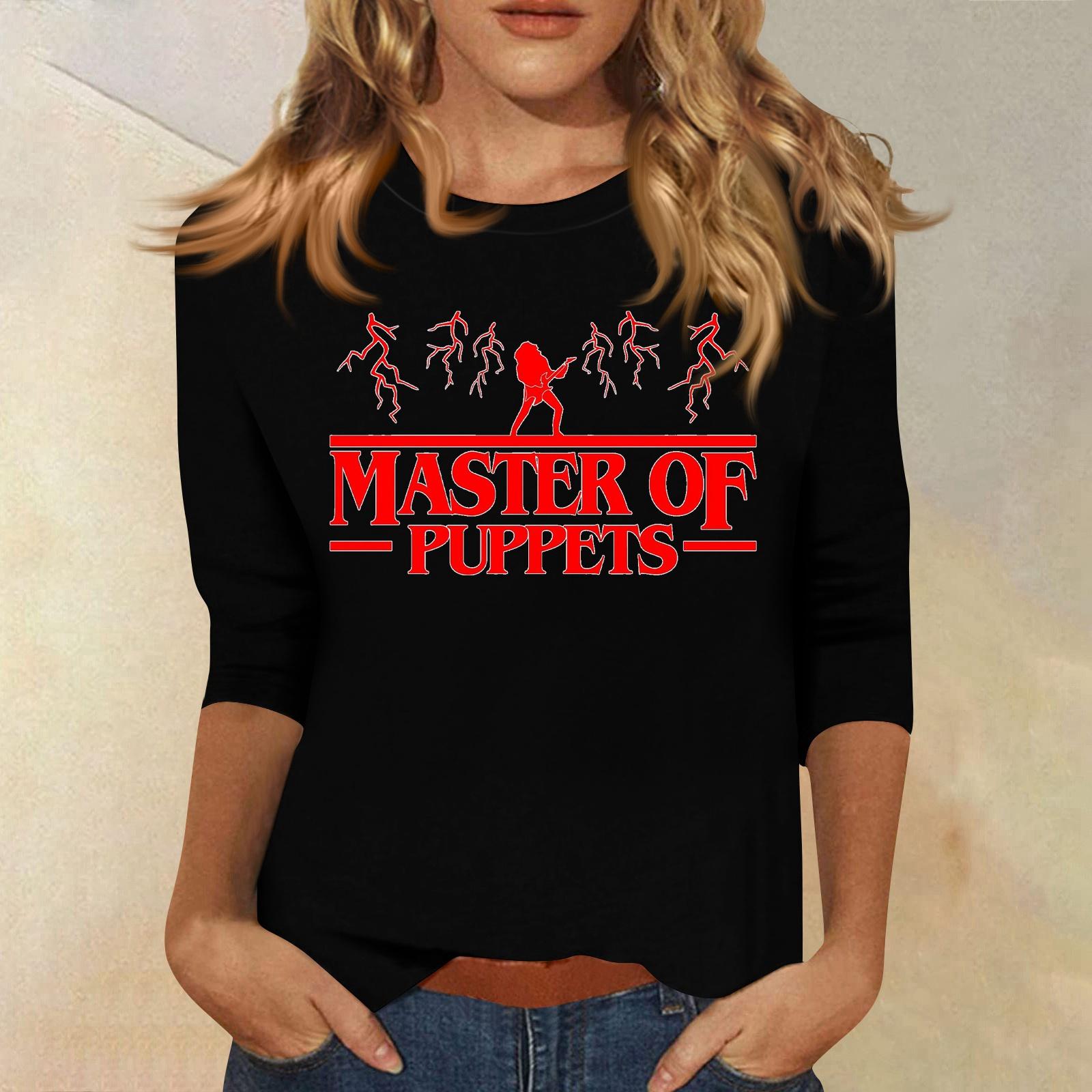 

3/4 рукава топы для женщин футболка повседневные принты топы футболка круглый вырез пуловер блузка XL винный