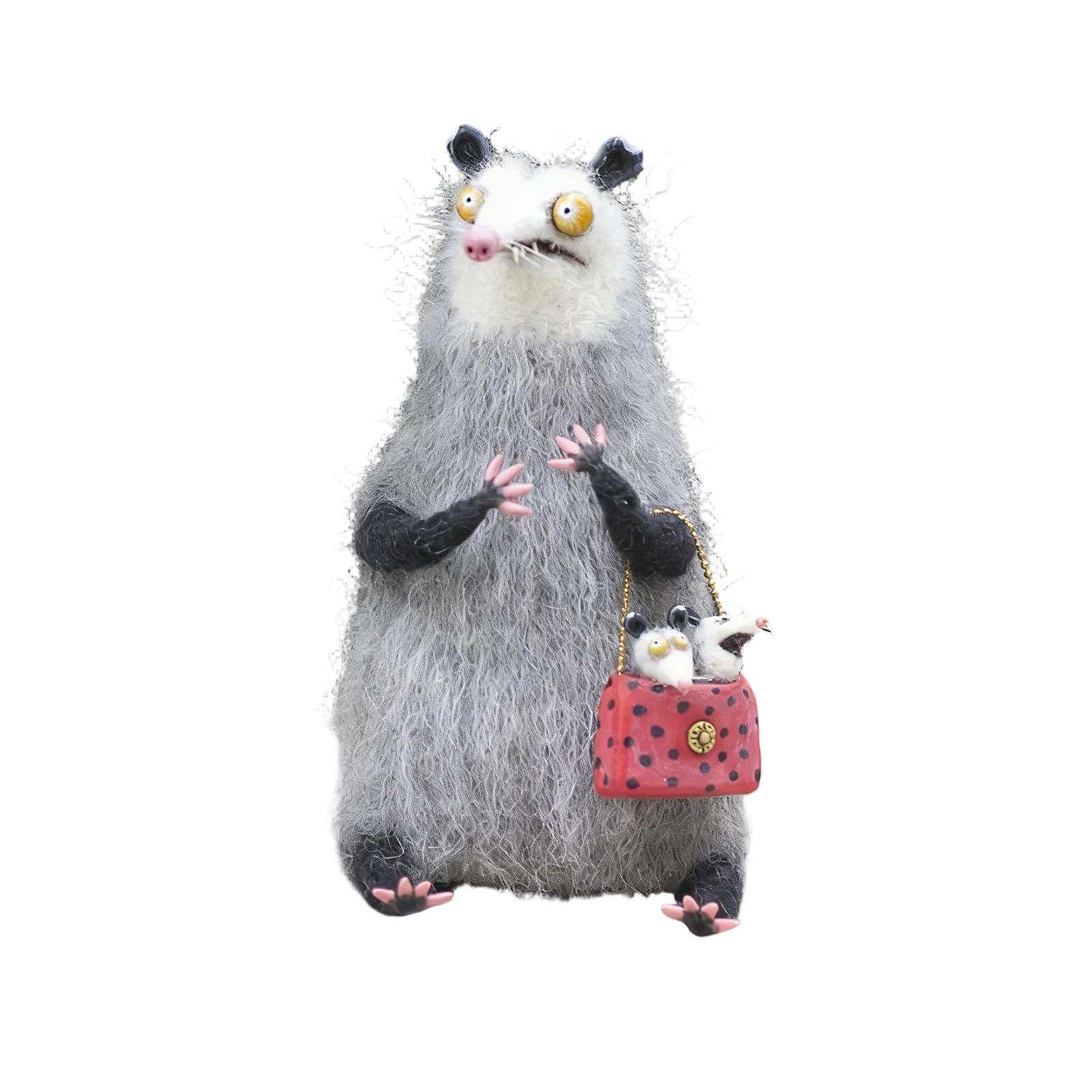 Handcrafted Wool Felt Animal Figurine Standing Decorative Ornament with Detailed Features and Textured Surface Suitable for Home Display One Size