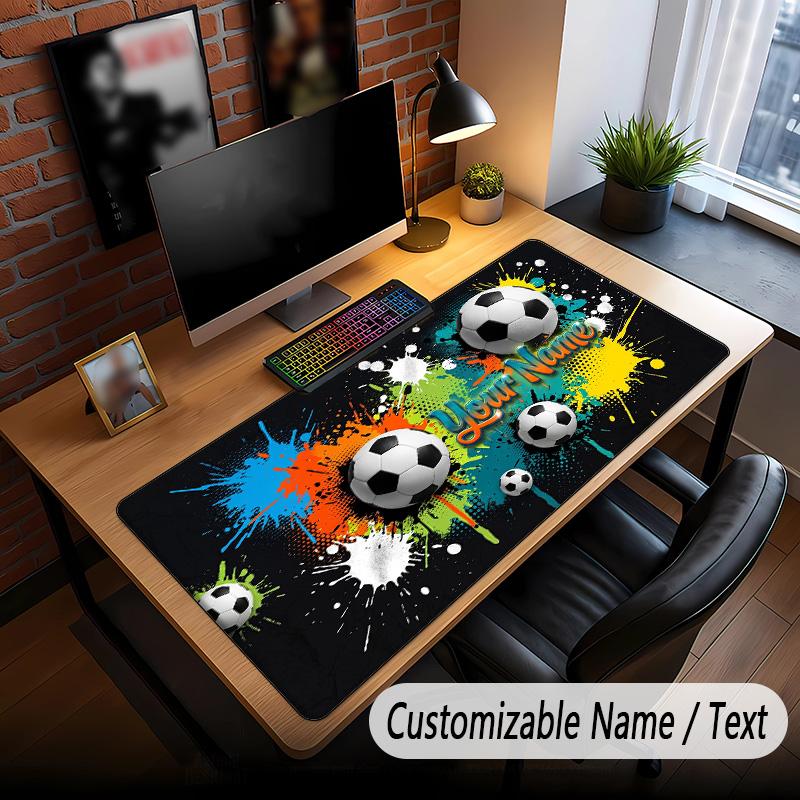 Soccer Theme Custom Mouse Pad Personalized With Name Text Customized Desk Mat For Office Home Decor