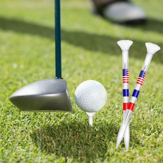 20 Stück Golf-Tees, unzerbrechlich, reduzieren Reibung, Kunststoff, 83 mm, Aufdruck mit amerikanischer Nationalflagge, transparent, wiederverwendbar, Side-Spin, langes Golf-Zubehör