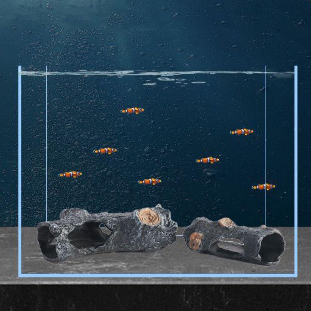 PVC Hollow Tree Trunk Ornament Simulation Fish Shrimp Hiding Cave Tree Stump Shelters  Landscaping