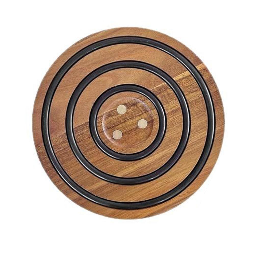 Circular Wooden Sand Pot Mat With Heat-resistant Silicone Ring Wooden Tabletop Insulation Mat