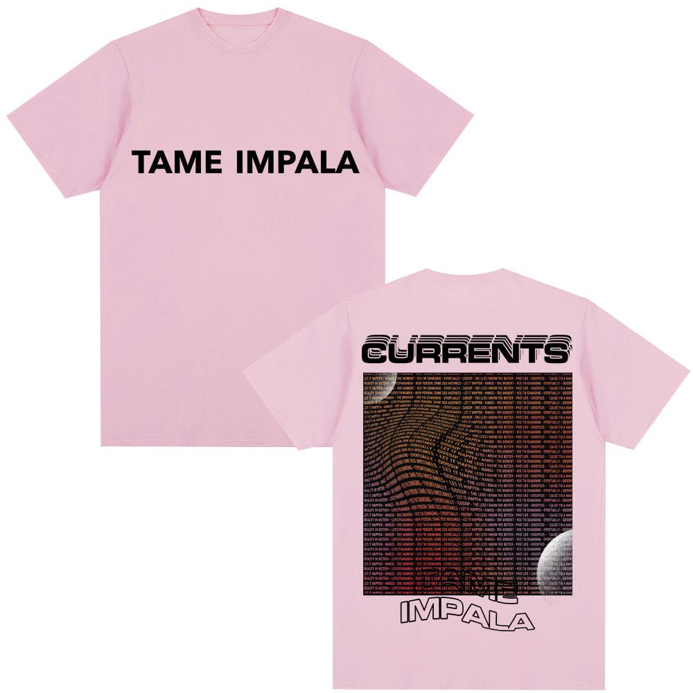 Vintage Tame Impala Currents Grafik T-Shirt Herren Damen Trendy Hip Hop Vintage Kurzarm Lässige Übergroße Baumwoll-T-Shirts Männlich