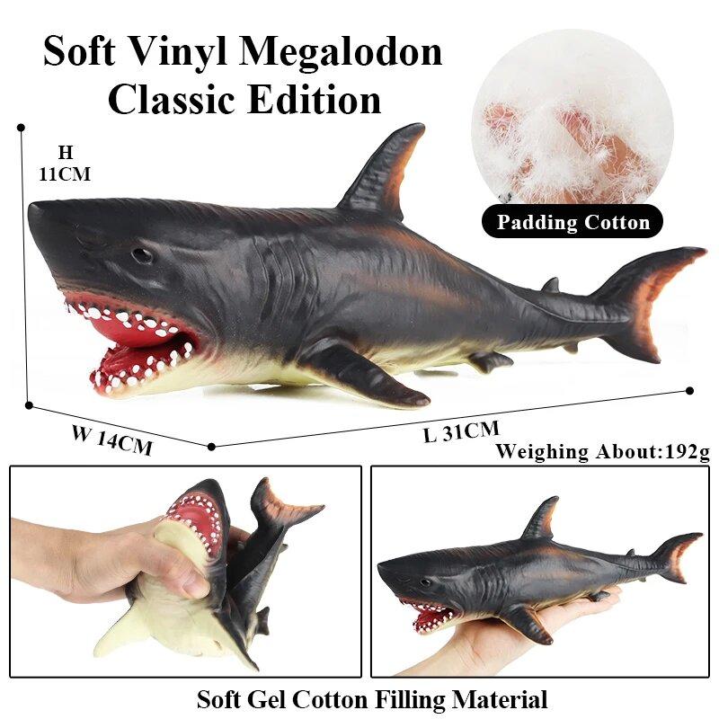 Großes Meerestier-Modell Kinderspielzeug Simulation Haifisch-Modell Realistisches Biologisches Megalodon Meereswelt Pädagogisches Spielzeug für Kinder gray