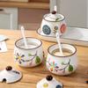 4 Piece Ceramic Spices Container Set Includes Decorative Tray Durable Kitchens Organizers for Spices Condiments