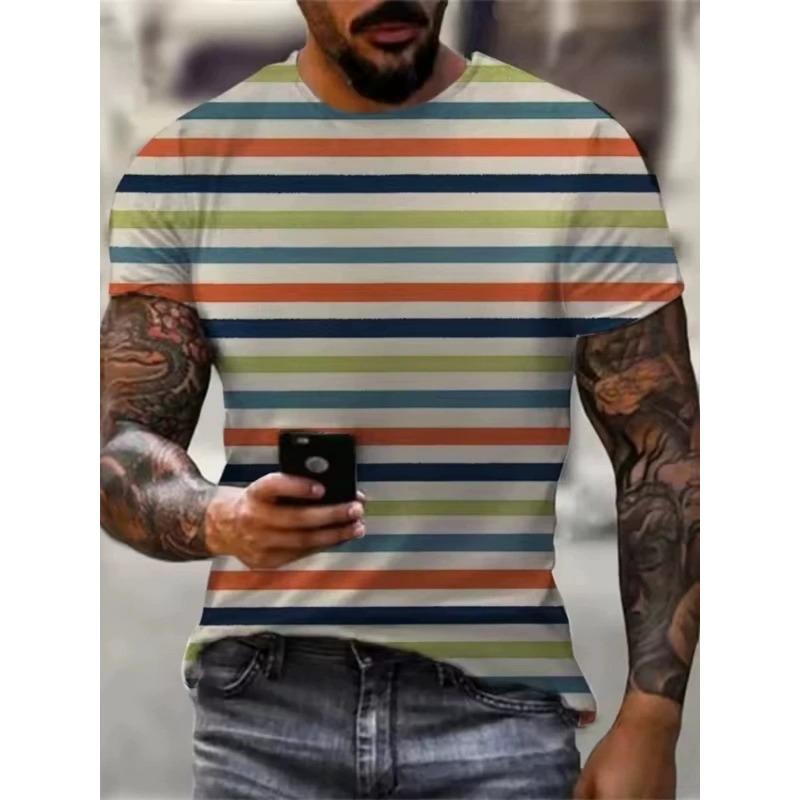 Herren 3D-Druck T-Shirt Kurzarm Rundhals Pullover lässiges Oberteil