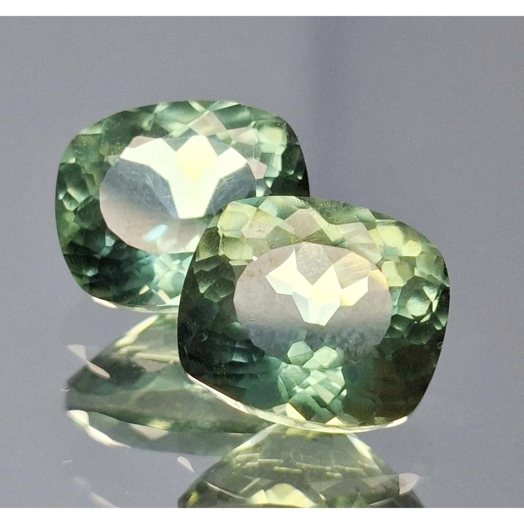 Fabulous Natural Green Sapphire 15-17 Ct Cushion Cut Pair Certified Gemstone