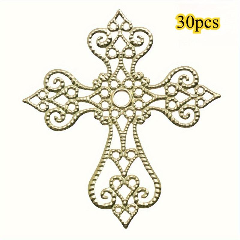 

30pcs Vintage Hollow Floral Cross Embellishments 55x60mm Cast Iron DIY Scrapbooking Corner Decorations for Crafting DIY Lovers