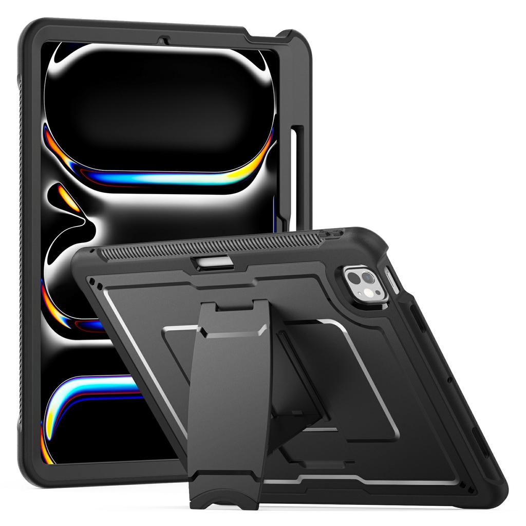 For iPad Pro 13 (2024) Case PC+TPE Tablet Cover with Hidden Zinc Alloy Kickstand