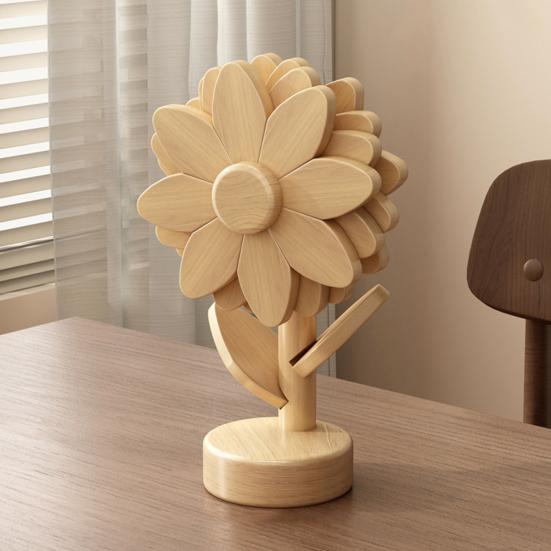 Wooden Sunflower Coaster Heat-Resistant Hot Dish Pot Bowl Teapot Pan Trivet Decorative Kitchen Coffee Dining Table Drink Cup Coaster