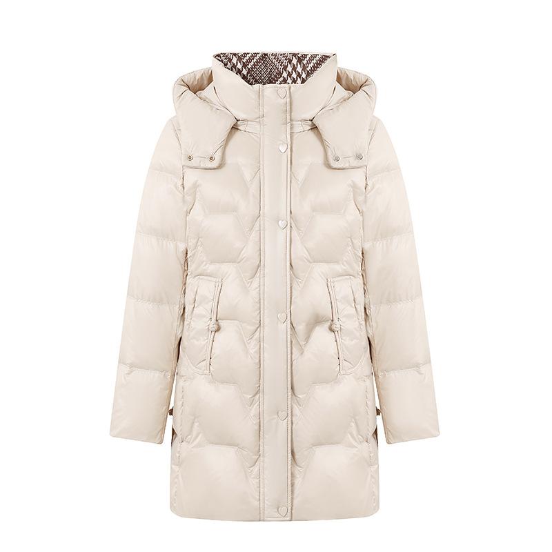 Down Jacket for Women Medium To Long Thick Hooded Middle-aged and Elderly Plus Size Women's Cotton Jacket