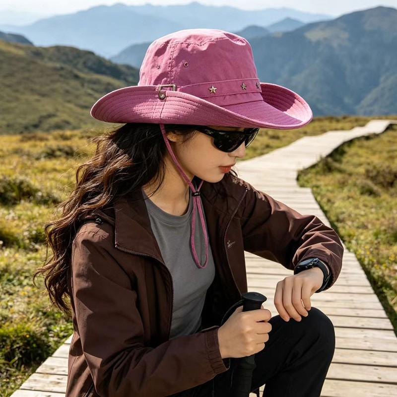 Wide Brim Cotton Sun Hat Women Men Outdoor Hiking Fishing UV Protection Foldable Bucket Fall