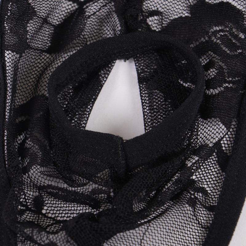 Braguitas de Lencería Sexy para Hombre con Agujero Delantero Sissy Encaje Floral Transparente T-Back Tangas Ropa Interior sin Entrepierna Gay Crossdresser Ropa Interior
