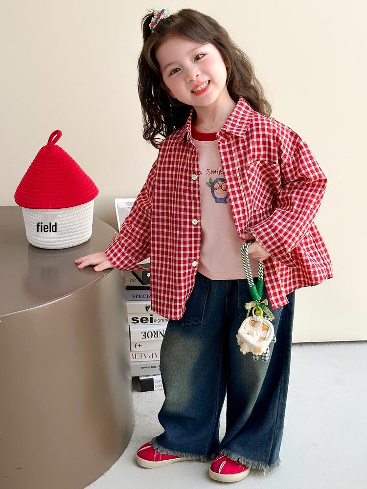 Girl's Plaid Shirt Jacket - Spring & Autumn 2025 Style for Baby & Toddler