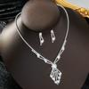 3PC Women's Fashionable Rhinestone Geometric Fringe Necklace Earring Set, Suitable for Weddings, Parties, and Holiday Gifts