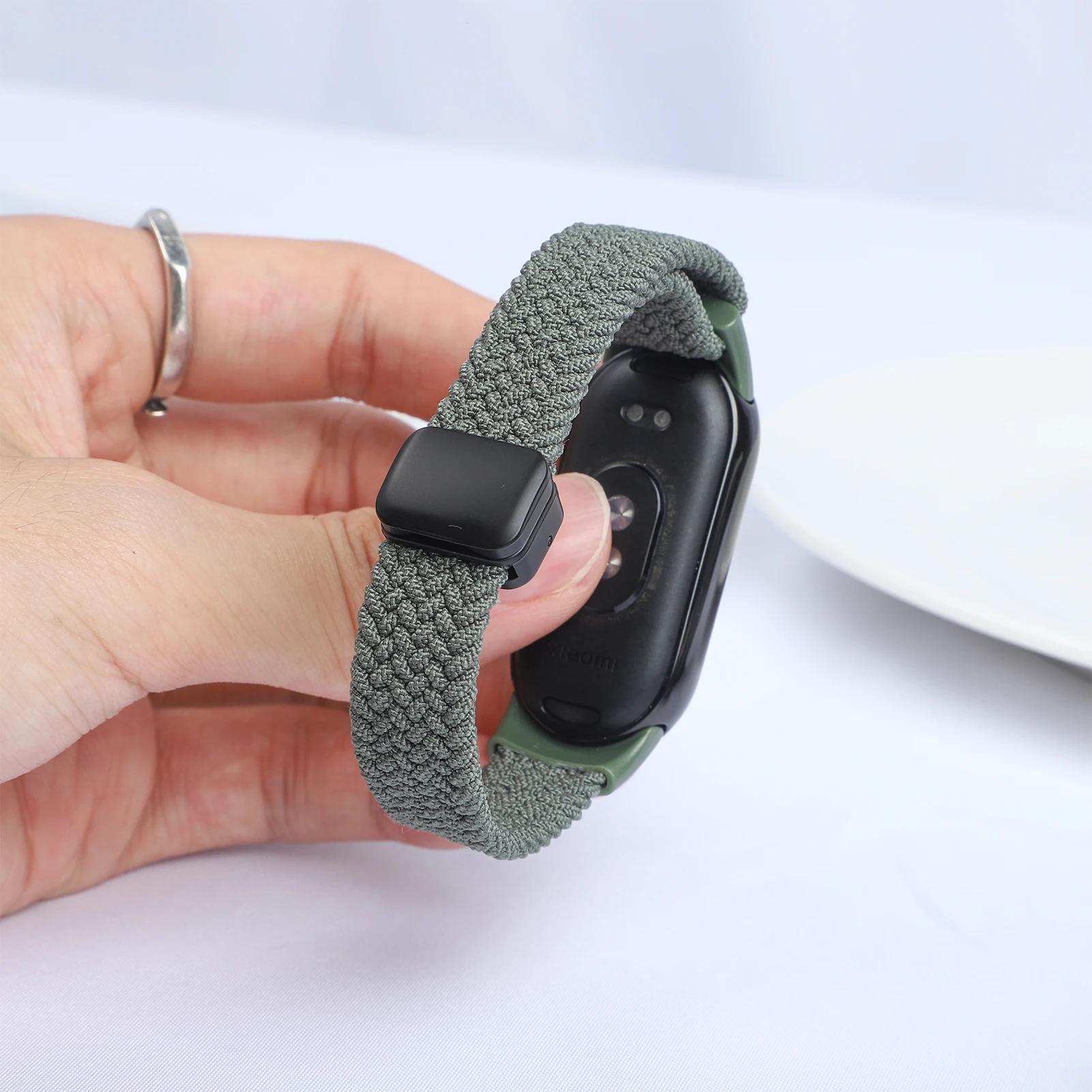 

Магнитный плетеный ремешок для Xiaomi Mi Band 10 Аксессуары дышащий нейлоновый браслет ремешок pulseira correas для Xiaomi Mi band 9 8 For Mi Band 8 армия зеленый