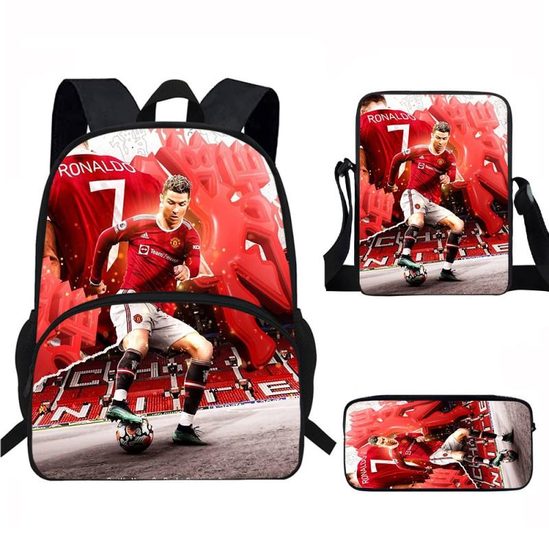 Set Zaino Scolastico CR7 per Bambini Tessuto Oxford Borsa a Doppio Scomparto con Tasca Frontale Astuccio Tracolla Ergonomico Dorsale