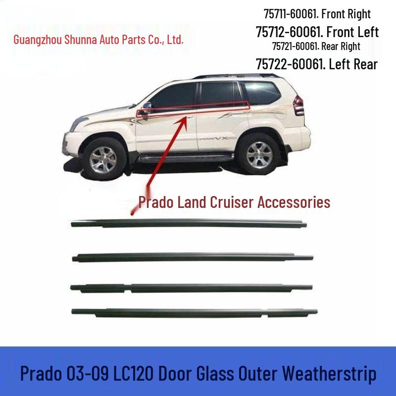 Right Rear Door Glass Outer Weatherstrip for Toyota Land Cruiser Prado GZSN