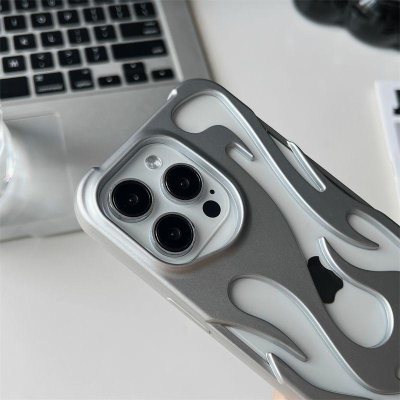 New 3D Flame pattern Hollow Slim Phone Case for iPhone 17 16 15 14 13 12 11 Pro Max 16E 15 14 16 Plus 17 Air Shockproof Cover