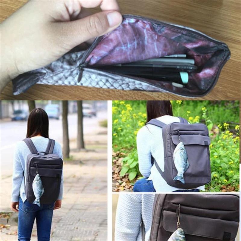 Simulierter Karauschen-Federmäppchen Persönlichkeit Kreativ Salzfischförmiges Stifteetui Lustige Handtasche für Schüler Teenager Mädchen