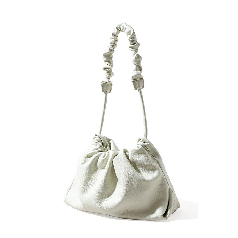 Premium leather women's bag designer new drawstring cloud bag simple wind messenger bag niche shoulder pleated bag