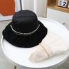 Hat women's summer bucket hat new fashion pearl chain sun protection versatile sun hat shows small face