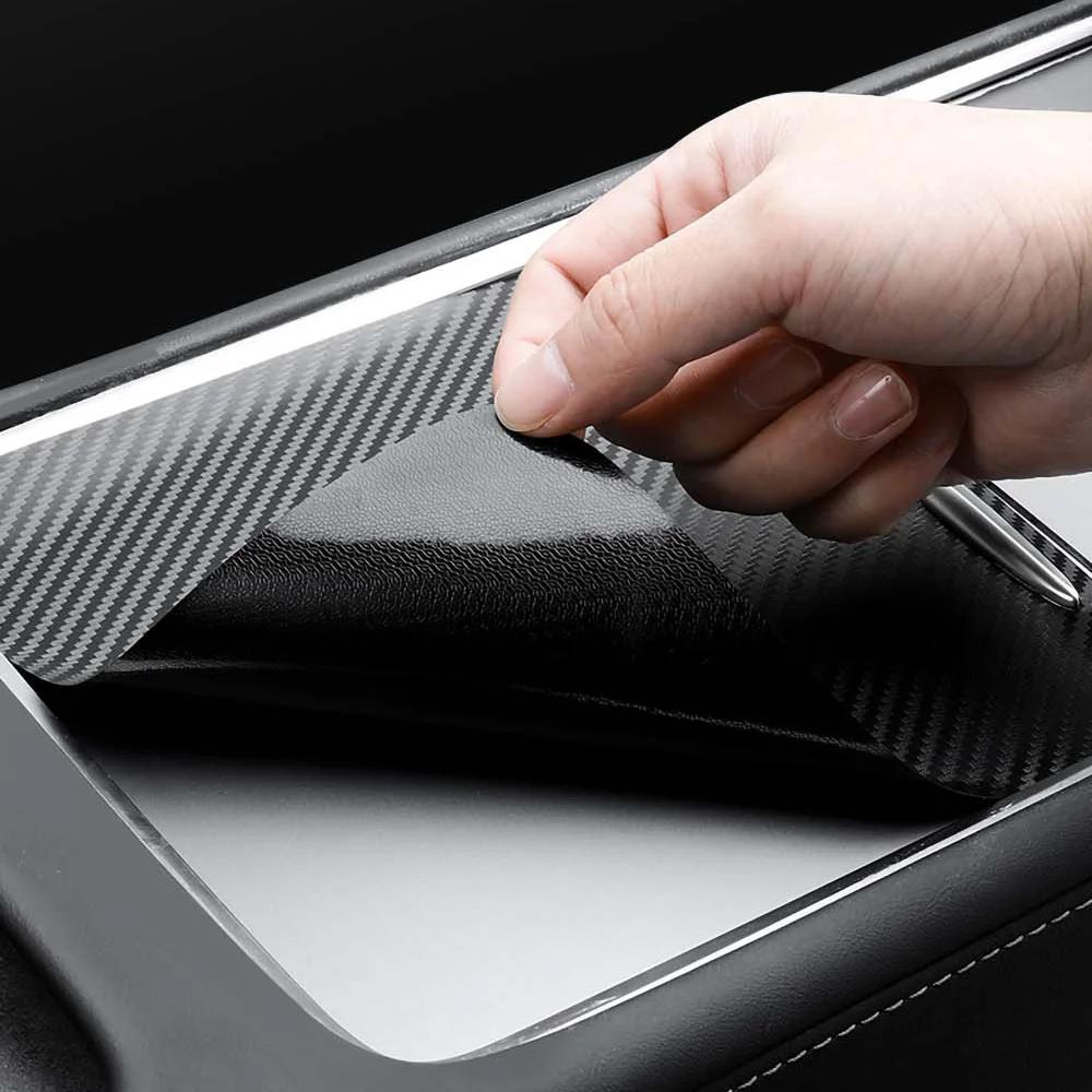 For Tesla Model 3 Y - Center Console Panel Sticker Wood Grain Film Carbon Central Control Cover Car Interior Accessories
