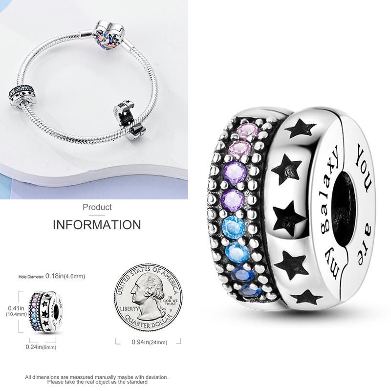 Cat Butterfly Daisy CZ Pave Clip Charm Bead Components Positioning Buckle Copper Metal Silicone Spacer Bead Components Compatible With Authentic