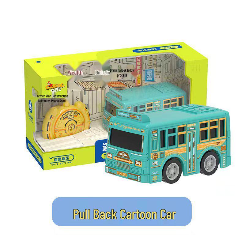 Cartoon Car City for Kids - Remote Control Bus & Taxi Toy Set