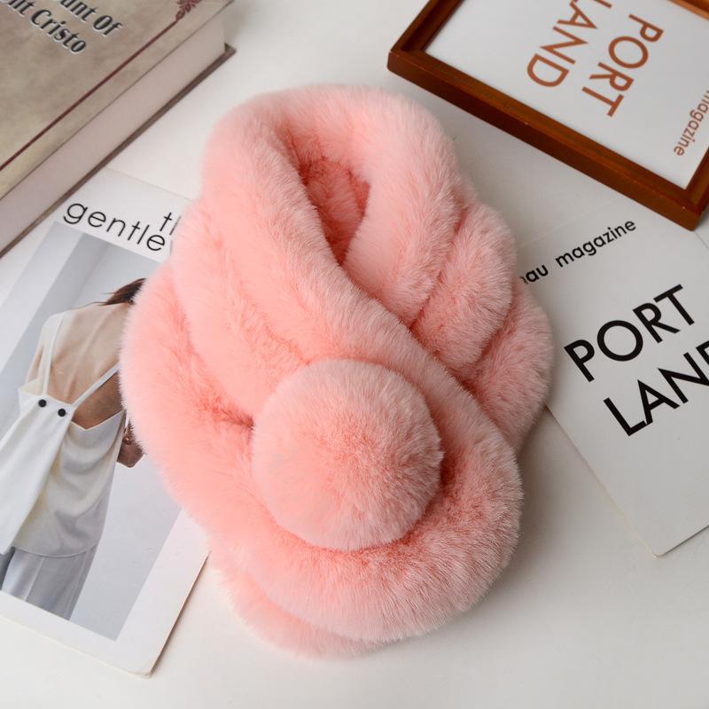 

Женский теплый шарф из искусственного меха, утолщенный и модный плюшевый шарф для осени и зимы светло-розовый