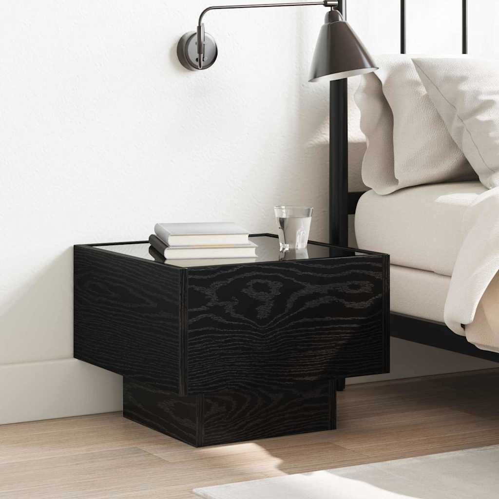 Coffee Table Black Oak Look 40 X 40 X 30 Cm Engineered Wood