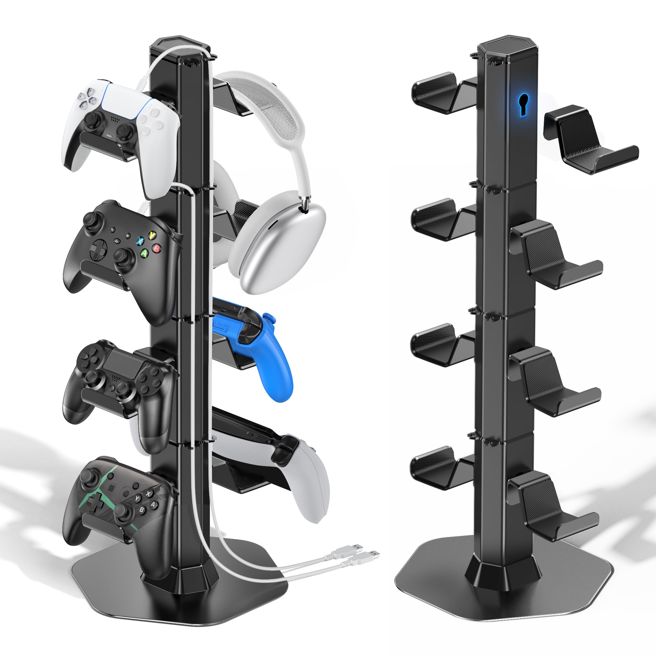 

Game Controller Storage Controller Storage Holds 8 Controllers Compatible with Switch Wide Range of Headphone and Cable Easy Stand, 4-Tier Rack,