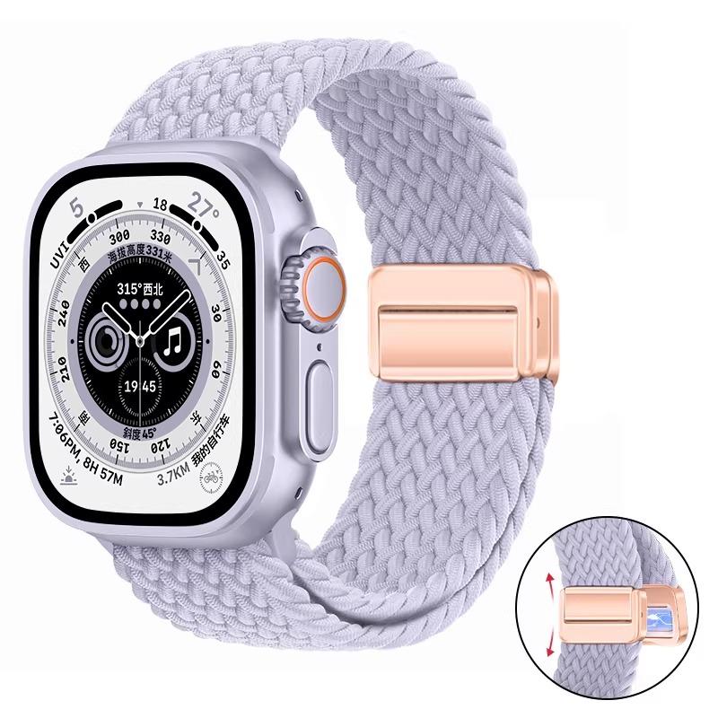 Nylon Braided Band For Apple Watch Series Ultra 3 2 1 49mm 11 10 46mm 42mm 9 8 7 45mm 41mm Magnetic Strap iWatch 6 5 SE 44/40mm Belt