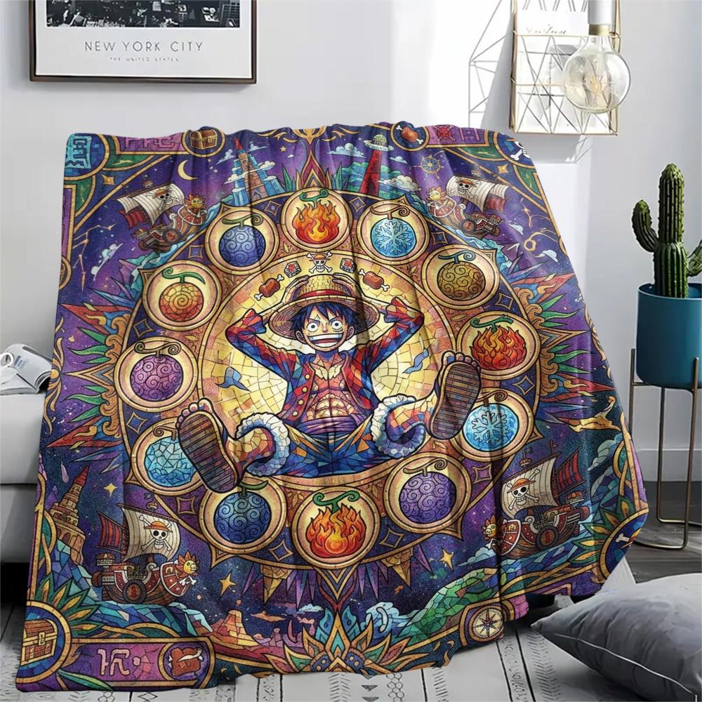 One Piece Luffy Print Flannel Blanket, Ultra Soft High Quality All Seasons Warm Throw, Home Decor Cozy Blanket, Perfect Christmas Gift
